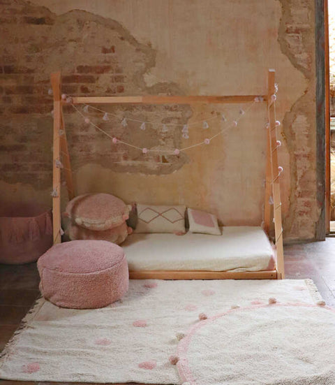 Tapete Hippy Dots Vintage Nude - Alfombra Artesanal de Algodón (120 x 160 cm)
