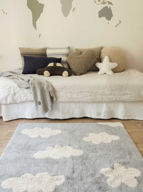 Tapete Clouds Gris - Alfombra de Algodón Hipoalergénico (120 x 160 cm)