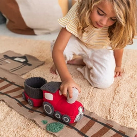 Juguete textil RIDE & ROLL Tren con camino enrollable