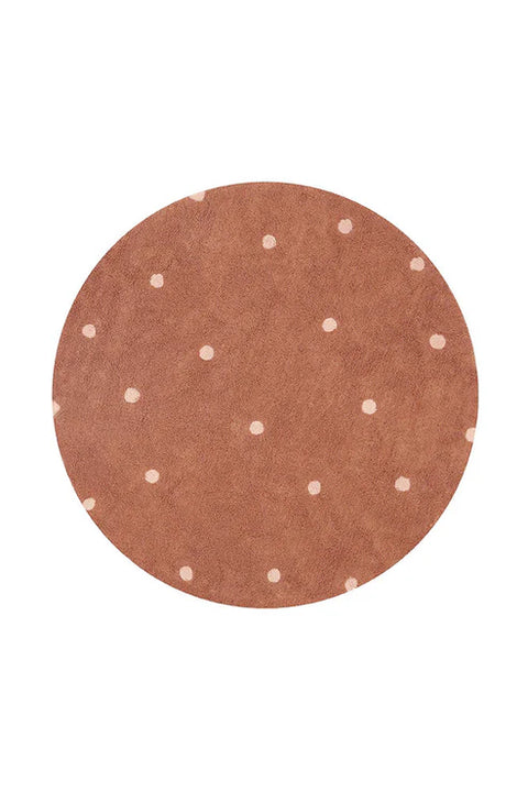 Tapete Round Dot Chestnut - Alfombra Redonda de Algodón (Ø 140 cm)