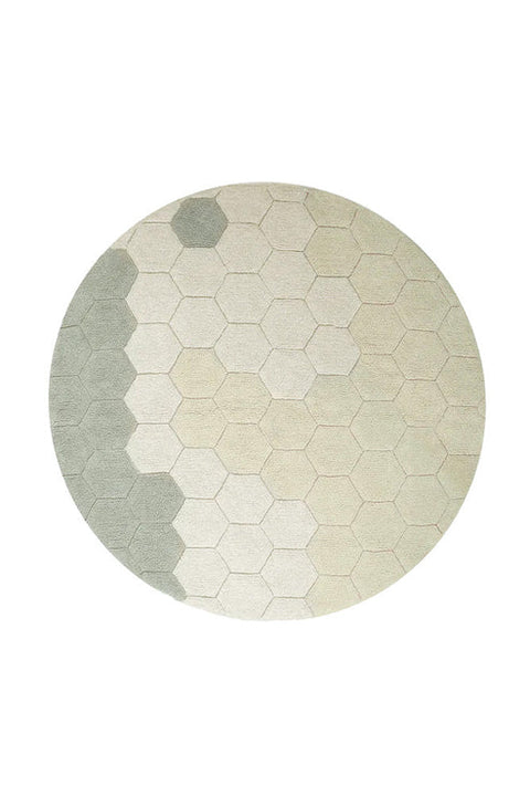 Tapete Round Honeycomb Blue Sage - Alfombra Redonda Artesanal (140 cm diámetro)