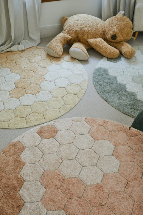 Tapete Round Honeycomb Dorado - Alfombra Redonda Artesanal (140 cm diámetro) (copia)