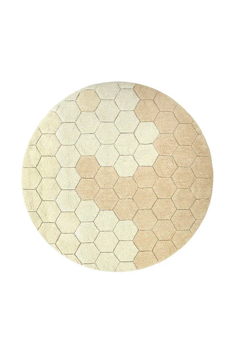 Tapete Round Honeycomb Dorado - Alfombra Redonda Artesanal (140 cm diámetro) (copia)