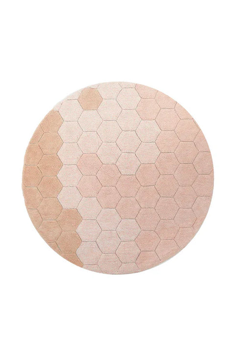 Tapete Round Honeycomb Rose - Alfombra Redonda Artesanal (140 cm diámetro)