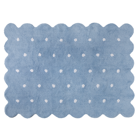 Tapete Galleta Azul - Alfombra de Algodón Hipoalergénico (120 x 160 cm)
