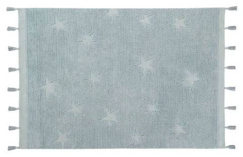 Tapete Hippy Star Aqua - Alfombra Artesanal de Algodón (120 x 175 cm)