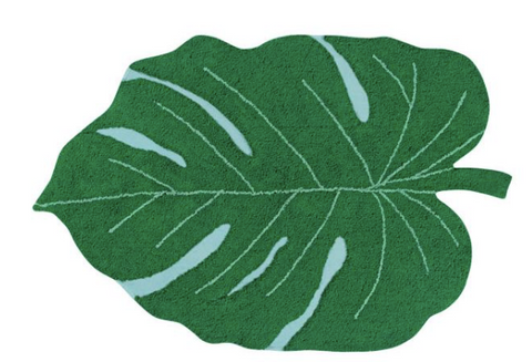 Tapete Monstera Leaf Green - Alfombra Artesanal de Algodón (120 x 180 cm)