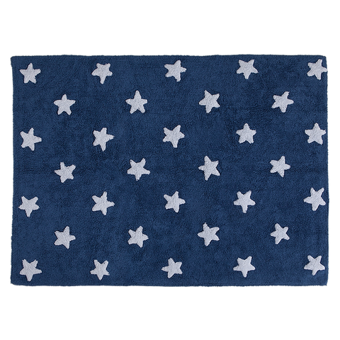 Tapete Star Azul Marino - Alfombra de Algodón Hipoalergénico (120 x 160 cm)