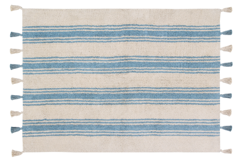 Tapete Stripes Azul - Alfombra de Algodón (120 x 160 cm)