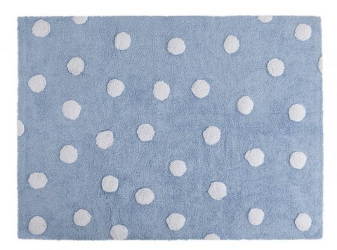 Tapete Topos Azul - Alfombra Artesanal de Algodón (120 x 160 cm)