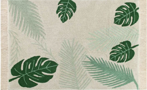 Tapete Tropical Green - Alfombra Artesanal de Algodón (140 x 200 cm)
