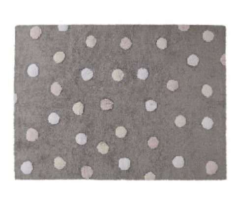 Tapete Topos Gris-Rosa - Alfombra de Algodón (120 x 160 cm)