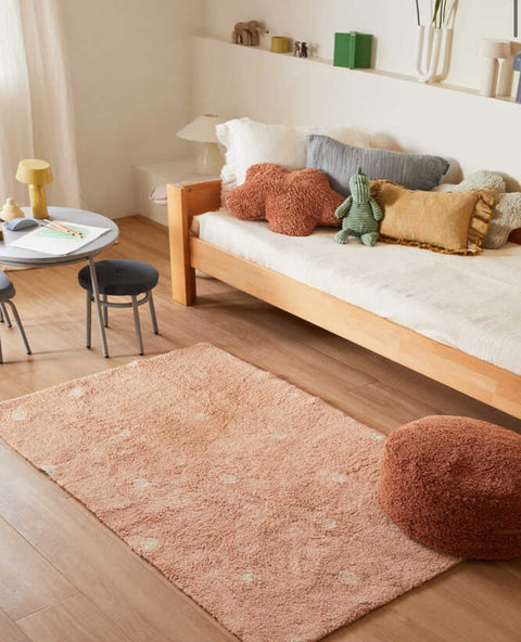Tapete Mini Dot Rose - Alfombra de Algodón suave (100 x 150 cm)