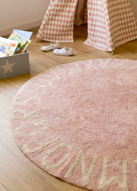 Tapete ABC Rosa - Alfombra educativa de Algodón (150 x 150 cm)