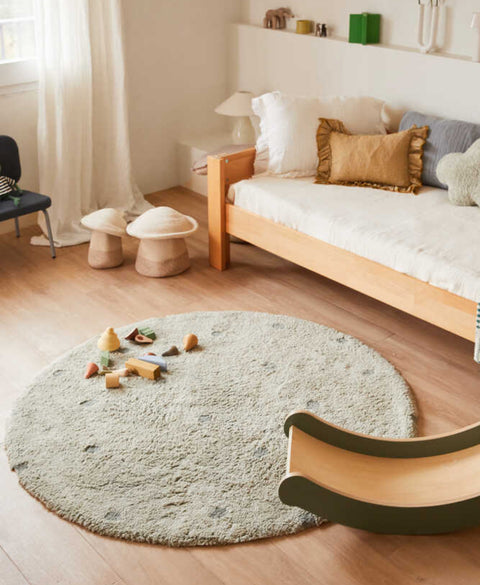 Tapete Round Dot Blue Sage - Alfombra Redonda de Algodón (Ø 140 cm)