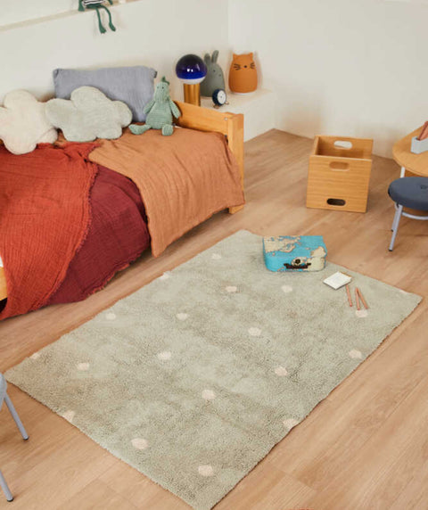Tapete Mini Dot Blue Sage - Alfombra de Algodón Artesanal (100 x 150 cm)
