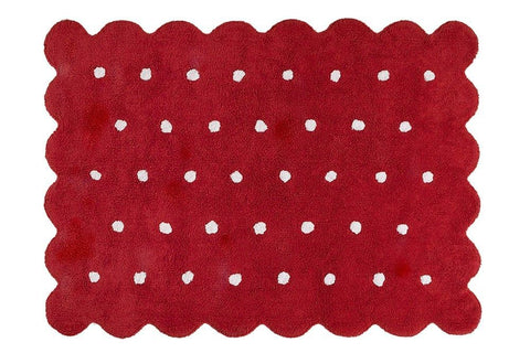 Tapete Galleta Rojo - Alfombra de Algodón Hipoalergénico (120 x 160 cm)