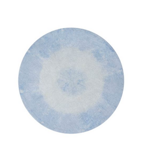 Tapete Tie Dye Azul - Alfombra Redonda de Algodón (150 cm diámetro)