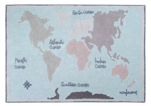 Tapete Vintage Map - Alfombra Artesanal de Algodón (120 x 160 cm)